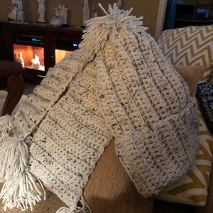 Hand made crochet slouch hat with matching scarf